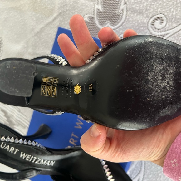 Stuart Weitzman Black Heels with Silver Detailing - Picture 5 of 6